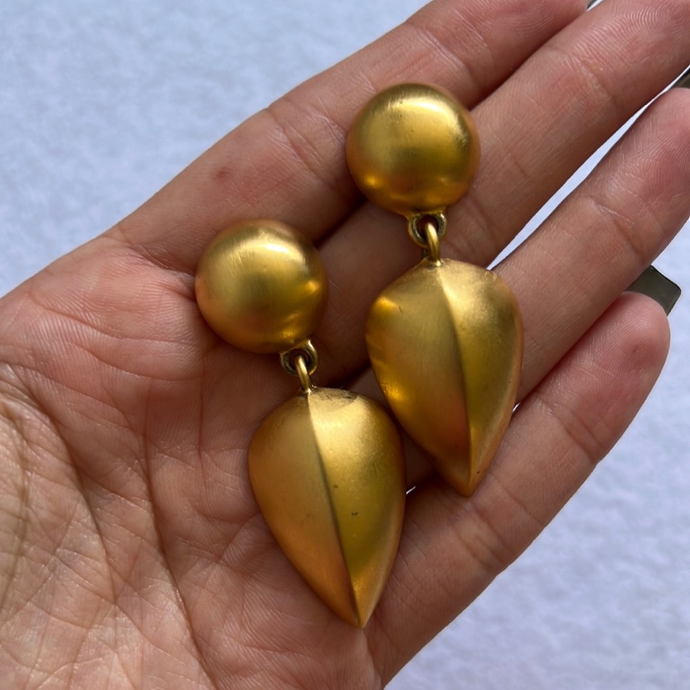 Vintage Givenchy drop gold earrings.